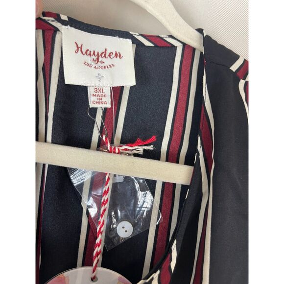 Hayden LA 3X Striped Asymmetrical Ruffle Tunic Tank Navy USA Statement Top - Picture 3 of 3